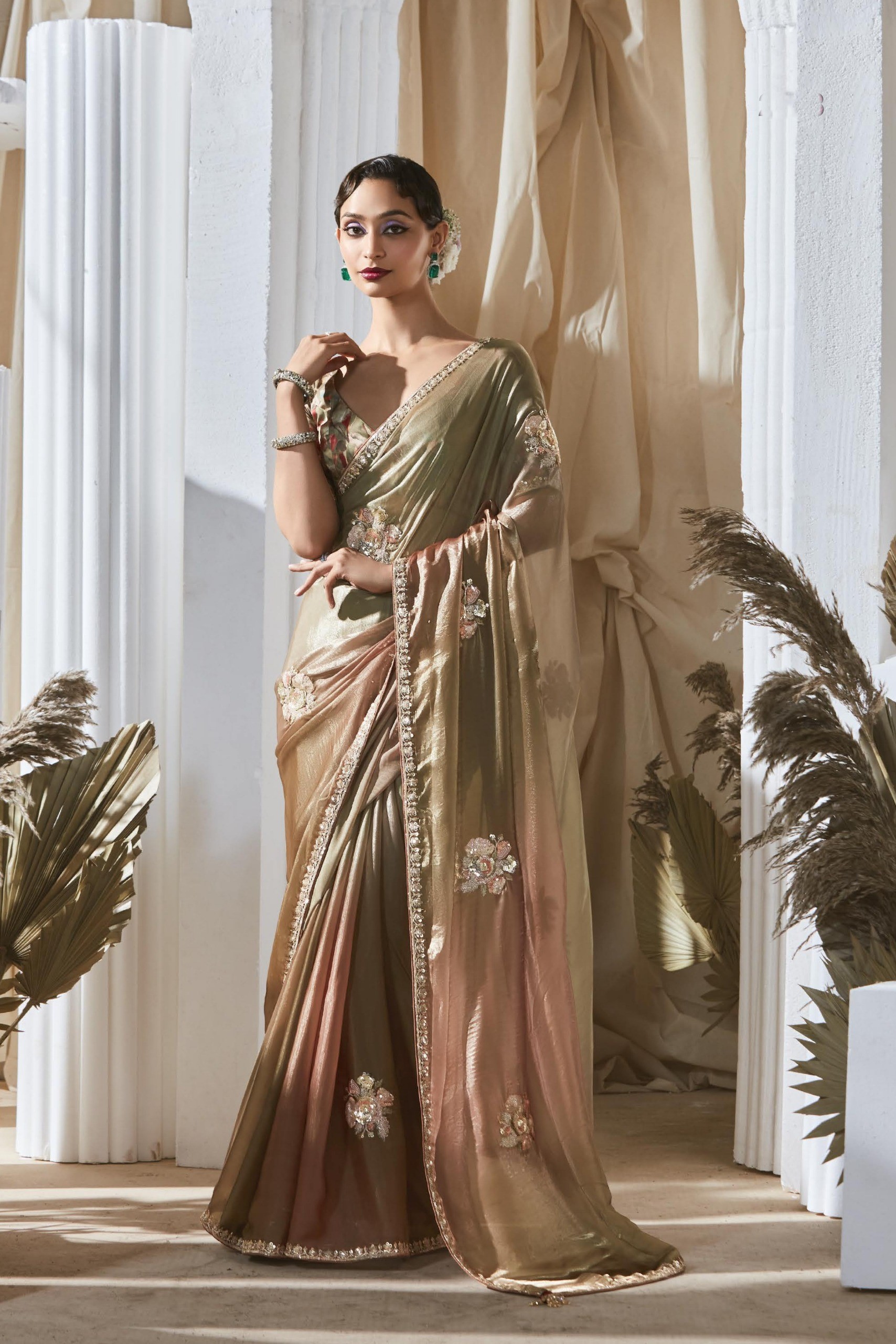 Pure Fancy Tissue based Fabric with Designer Saree